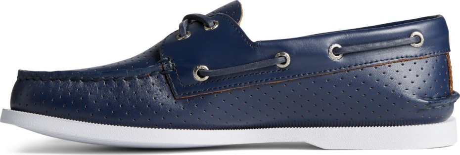 Auténtico Y Original Náutico Perforado Con 2 Ojales Sperry Azul Marino
