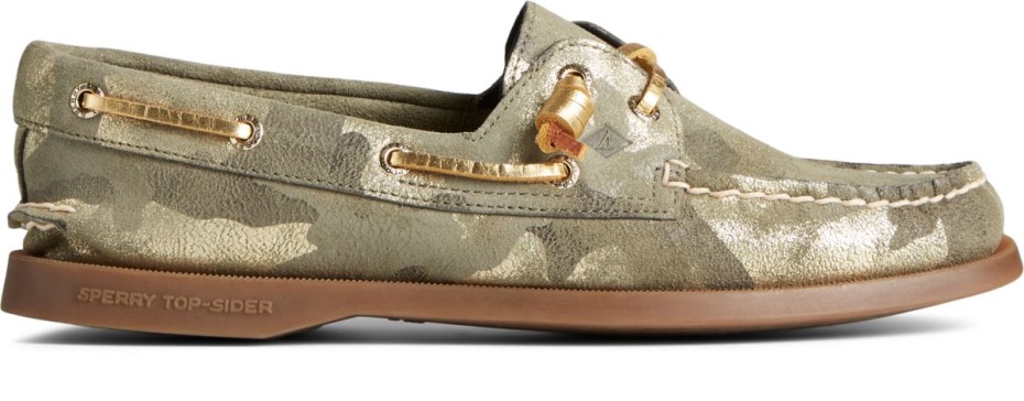 Náutico Auténtico Y Original Con 2 Ojales Vida Metallic Camo Olive Muti Sperry