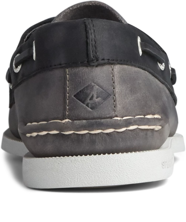 Náutico Original Auténtico 2 Ojales Wild Horse Gris Sperry Negro