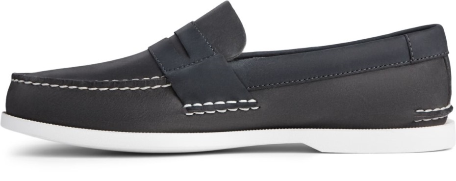 Auténtico Y Original Mocasín Penny De Felpa Azul Marino Sperry