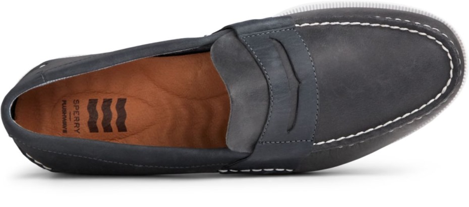 Auténtico Y Original Mocasín Penny De Felpa Azul Marino Sperry