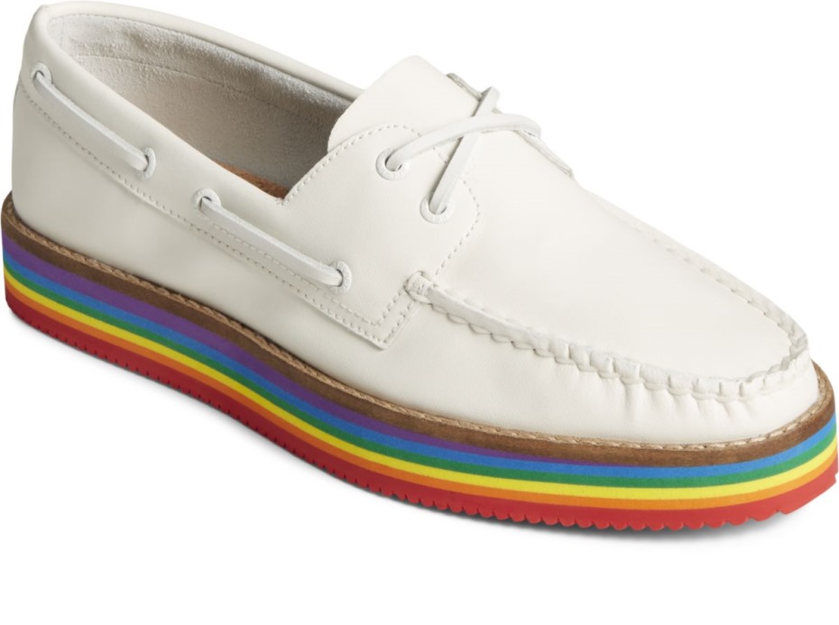 Auténtico Original Apilado Orgullo Barco Zapato Blanco Sperry