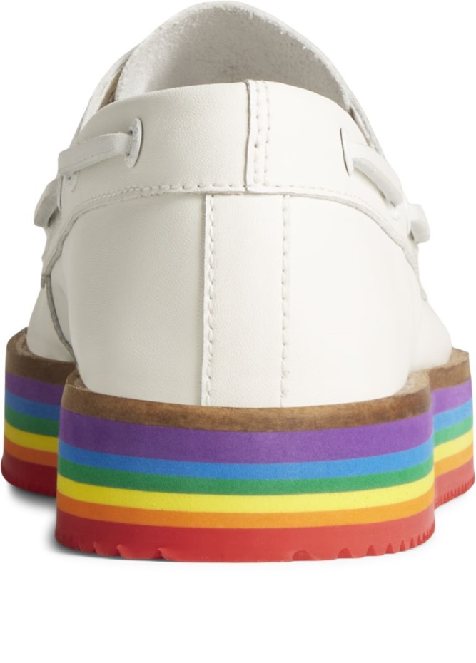 Auténtico Original Apilado Orgullo Barco Zapato Blanco Sperry
