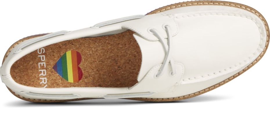 Auténtico Original Apilado Orgullo Barco Zapato Blanco Sperry