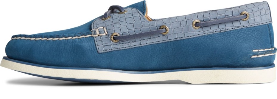 Copa De Oro Auténtico Original 2 Ojales Cocodrilo En Relieve Náutico Sperry Azul Marino Multi