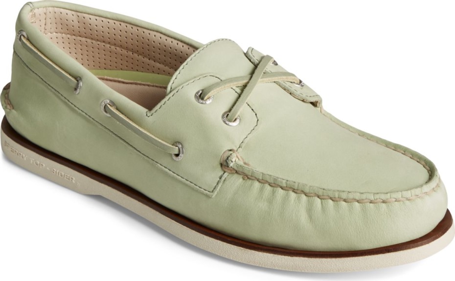 Copa De Oro Auténtico Original Náutico De 2 Ojales Con Cordones Cruzados Nobuk Verde Sperry