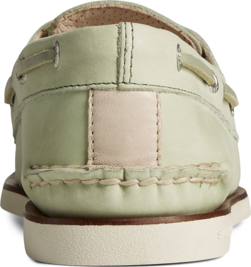 Copa De Oro Auténtico Original Náutico De 2 Ojales Con Cordones Cruzados Nobuk Verde Sperry