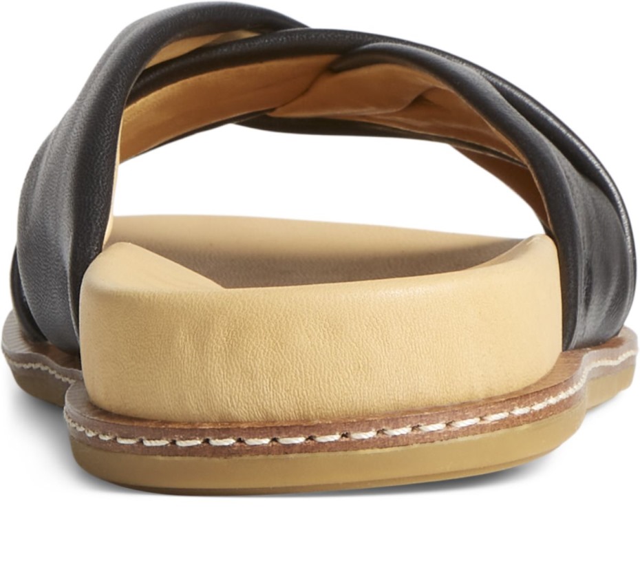 Copa Dorada Waveside Plushwave Cross Slide Sandalia Negro Sperry