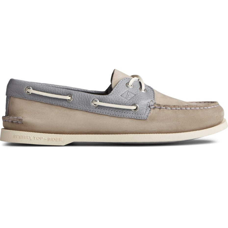 Zapatos De Hombre A/o 2-eye Tumbled/nubuck Lace Gris Sperry