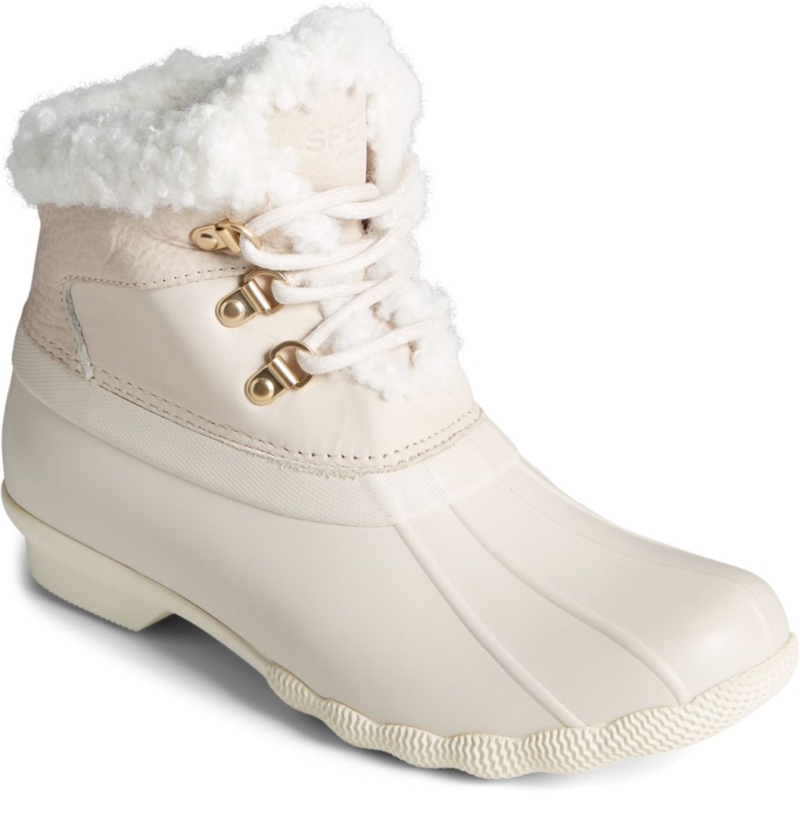 Bota De Pato De Cuero Alpino De Agua Salada Marfil Sperry