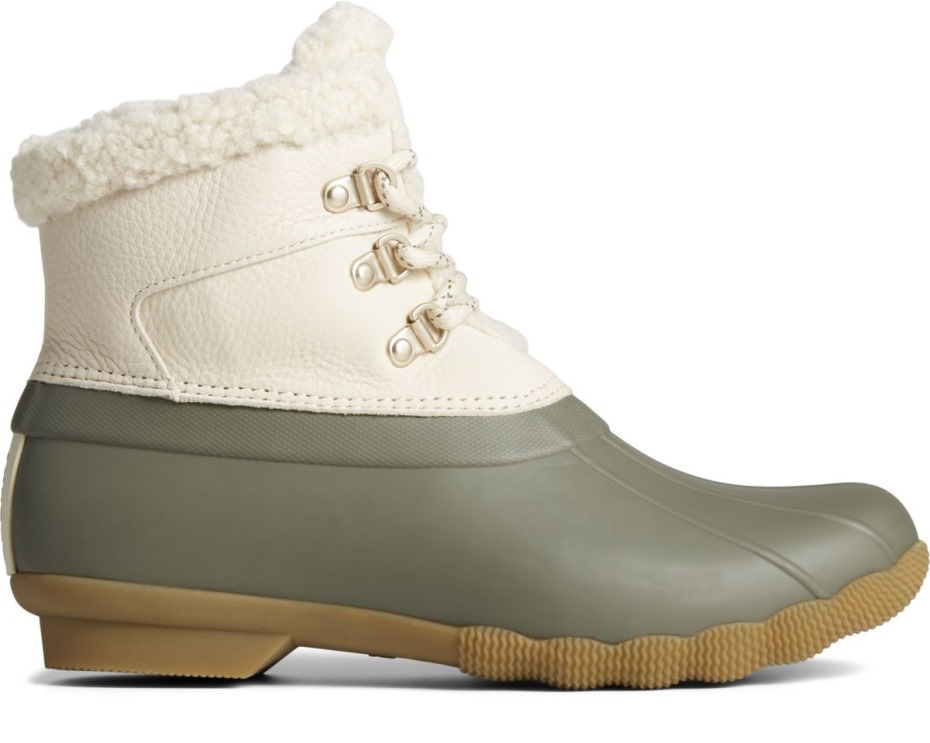 Bota De Pato De Cuero Alpino De Agua Salada Verde Oliva Sperry