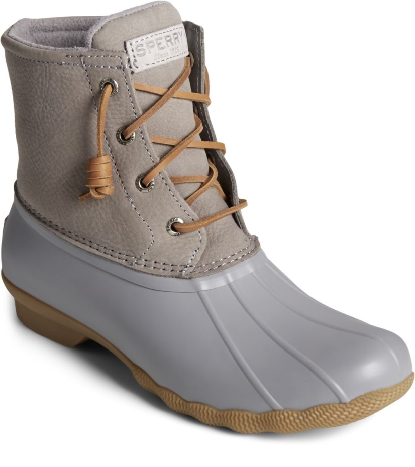 Bota De Pato De Cuero De Vela Mayor De Agua Salada Gris Sperry