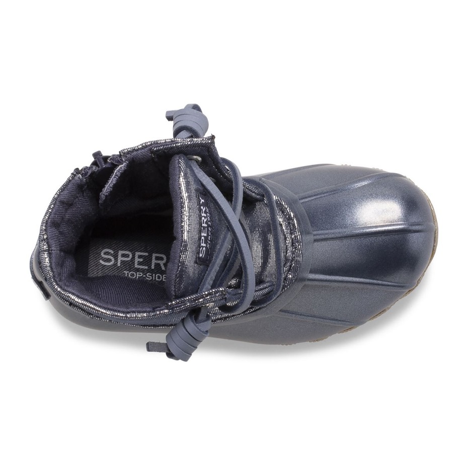 Bota De Pato De Agua Salada Metalizada Azul Sperry