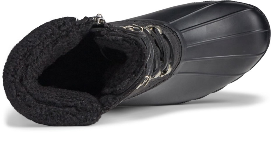 Bota De Pato De Cuero Alto Y Acogedor Para Agua Salada Sperry Negro