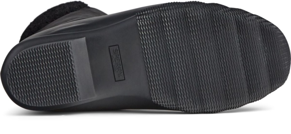 Bota De Pato De Cuero Alto Y Acogedor Para Agua Salada Sperry Negro