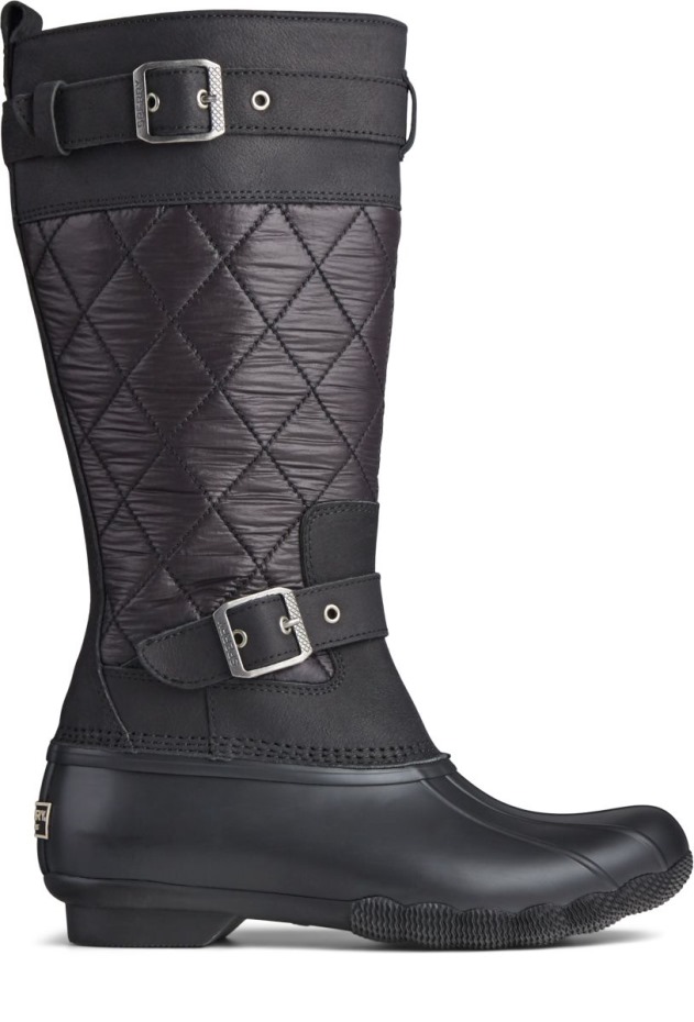 Bota Alta De Nailon Para Agua Salada Negra Sperry