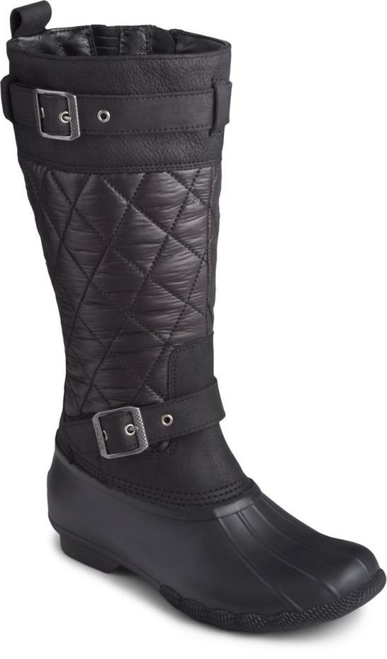 Bota Alta De Nailon Para Agua Salada Negra Sperry