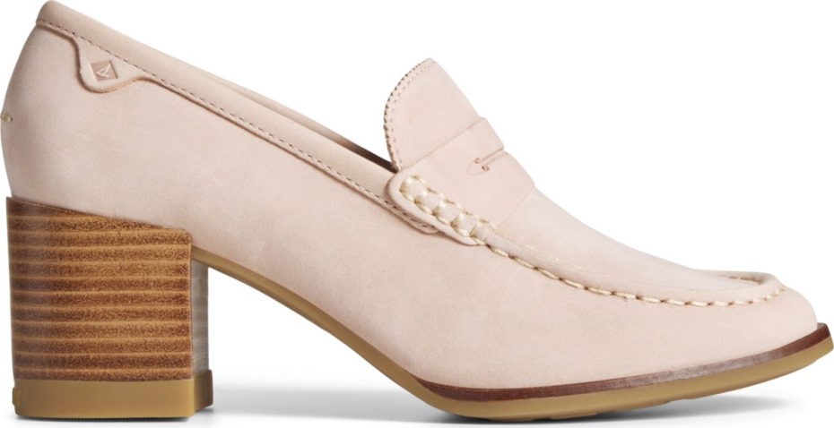 Mocasín De Cuero Con Tacón Penny Seaport Rosa Sperry