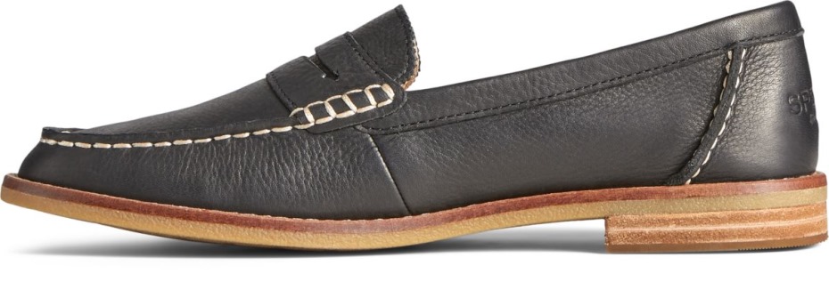 Mocasín Seaport Penny De Cuero Negro Sperry