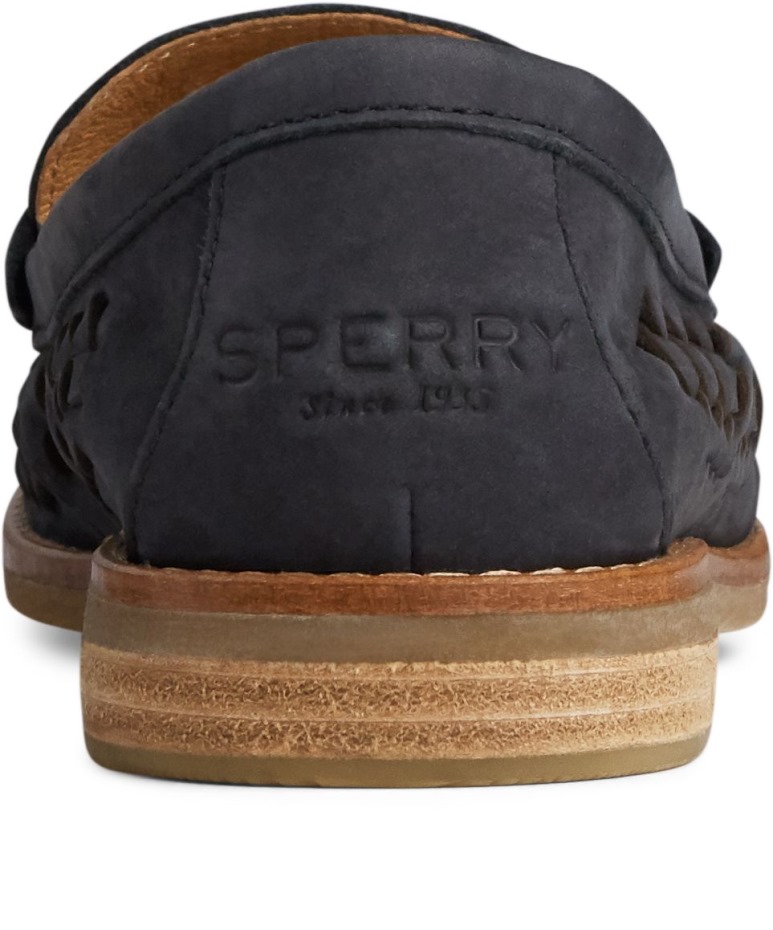 Seaport Penny Mocasín De Cuero Tejido Plushwave Sperry Negro