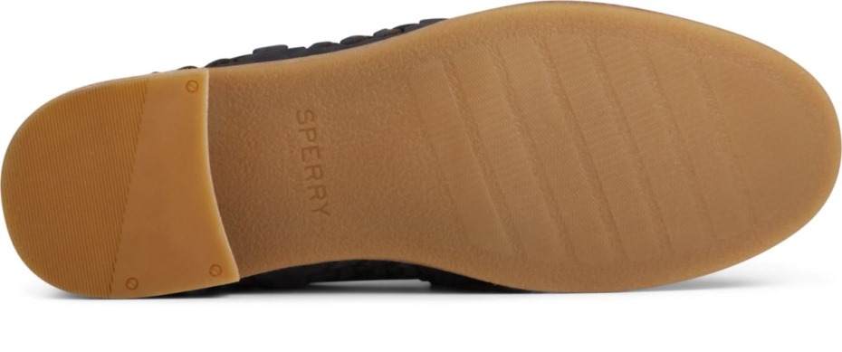 Seaport Penny Mocasín De Cuero Tejido Plushwave Sperry Negro