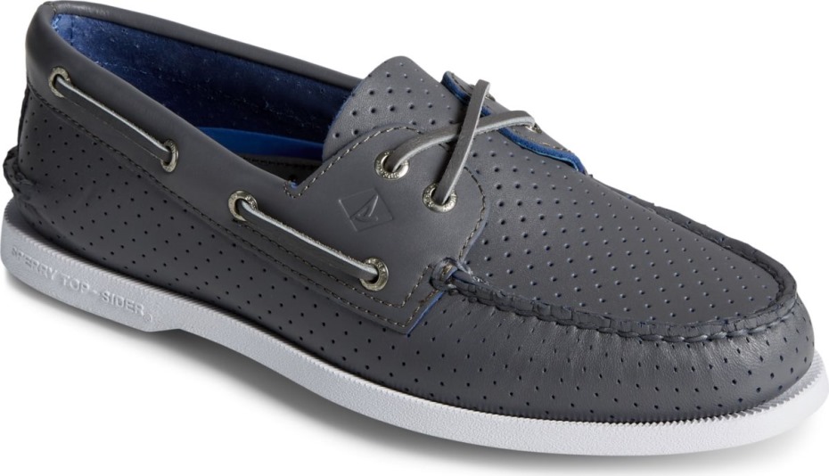 Náutico Perforado Con 2 Ojales Original Auténtico De Sperry Gris