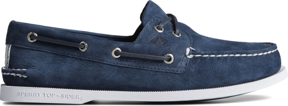 Sperry Auténtico Original Náutico De Seersucker Con 2 Ojales Azul Marino