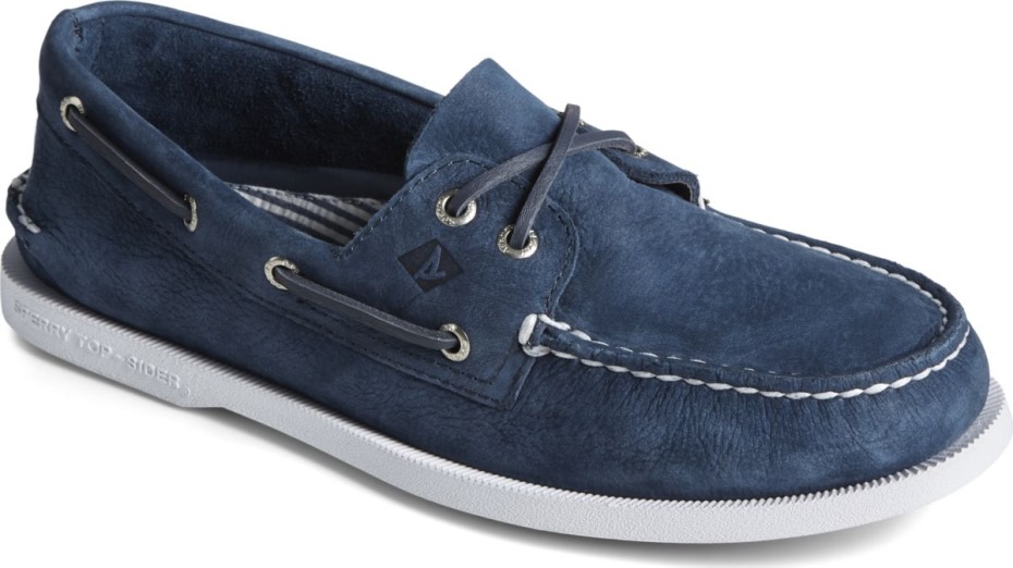Sperry Auténtico Original Náutico De Seersucker Con 2 Ojales Azul Marino