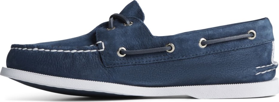 Sperry Auténtico Original Náutico De Seersucker Con 2 Ojales Azul Marino