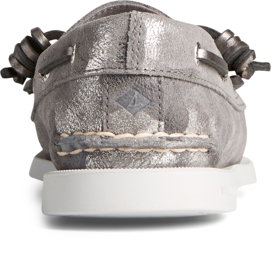 Sperry Auténtico Original 2-eye Vida Zapatos De Barco De Camuflaje Metálico Gris Multi