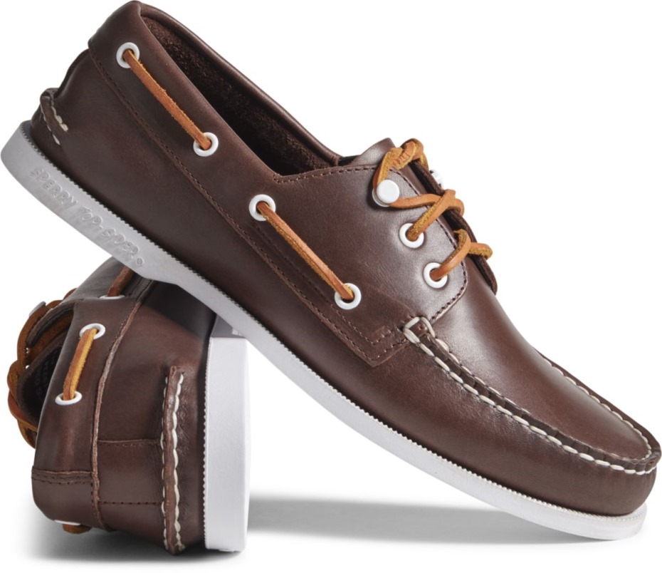 Náutico De Piel Con 3 Ojales Original Auténtico Sperry Cloud Marrón Clásico