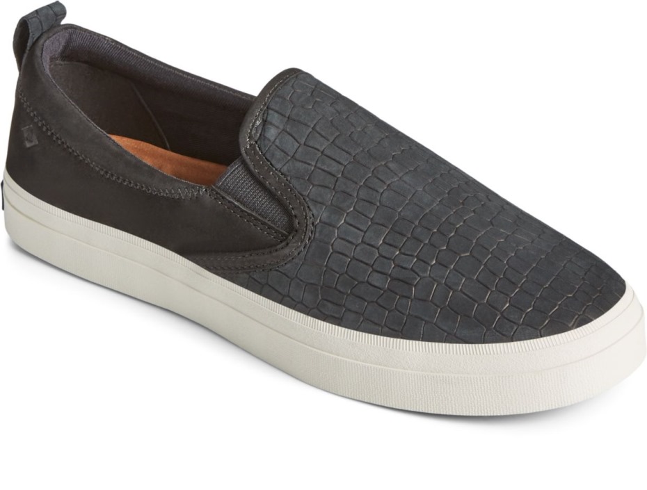 Sperry Crest Twin Gore Plushwave Piel De Serpiente Sin Cordones En La Zapatilla De Deporte Negro