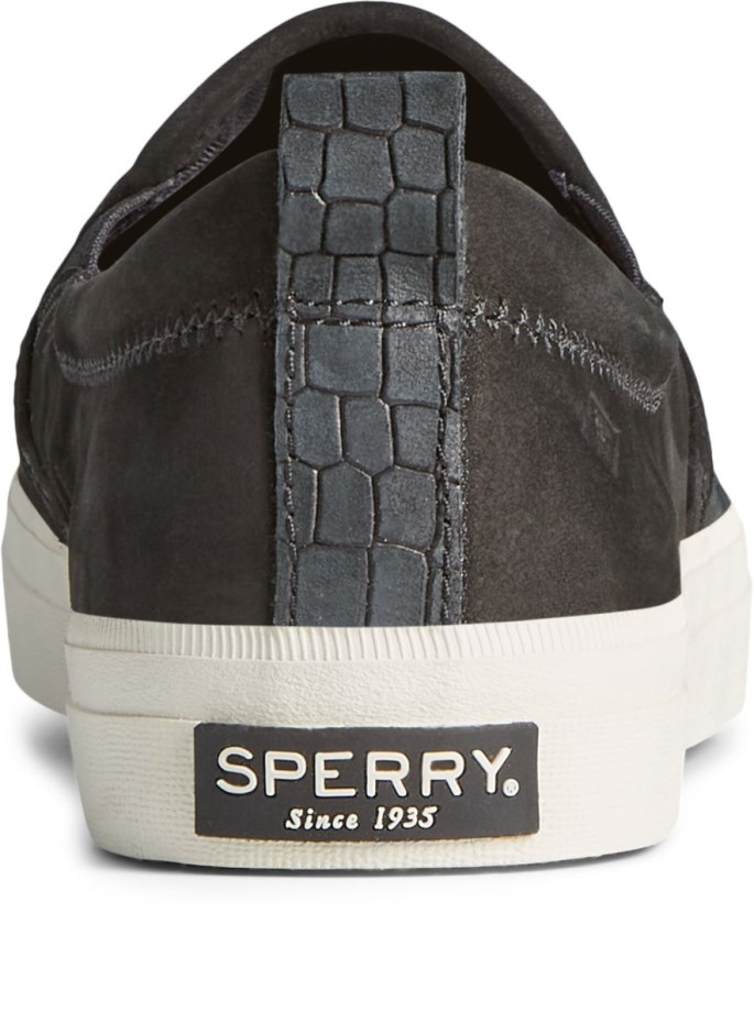 Sperry Crest Twin Gore Plushwave Piel De Serpiente Sin Cordones En La Zapatilla De Deporte Negro