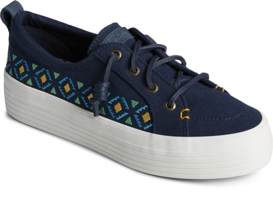 Sperry Crest Vibe Plataforma Bordada Zapatilla Azul Marino