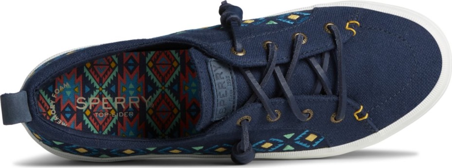 Sperry Crest Vibe Plataforma Bordada Zapatilla Azul Marino