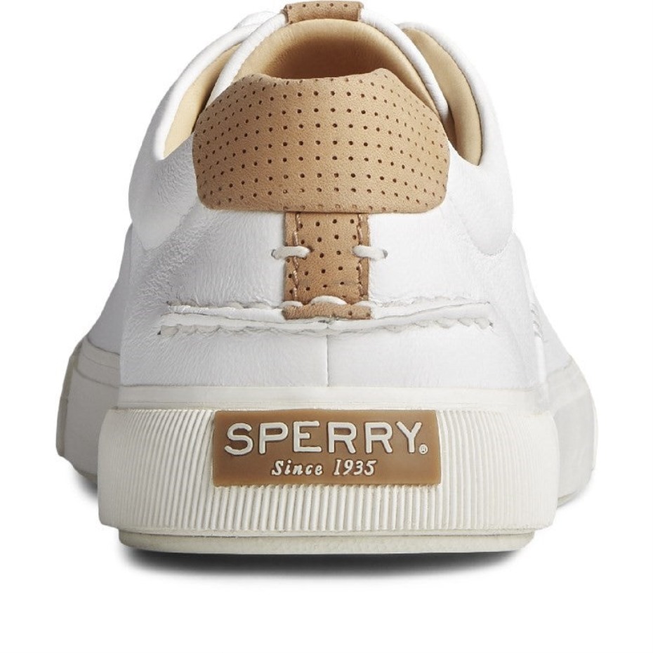 Sperry Hombre Oro Striper Plushwave Encaje Zapatos Blanco