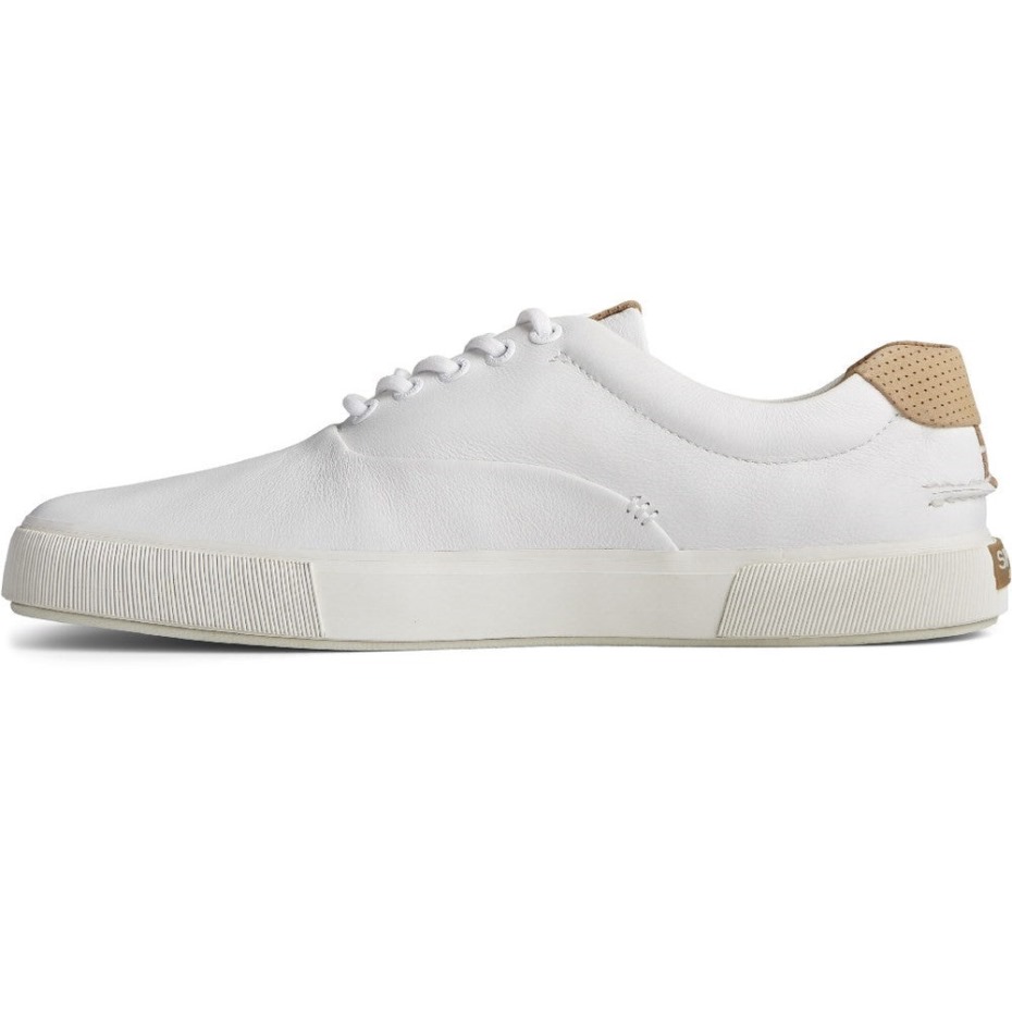 Sperry Hombre Oro Striper Plushwave Encaje Zapatos Blanco