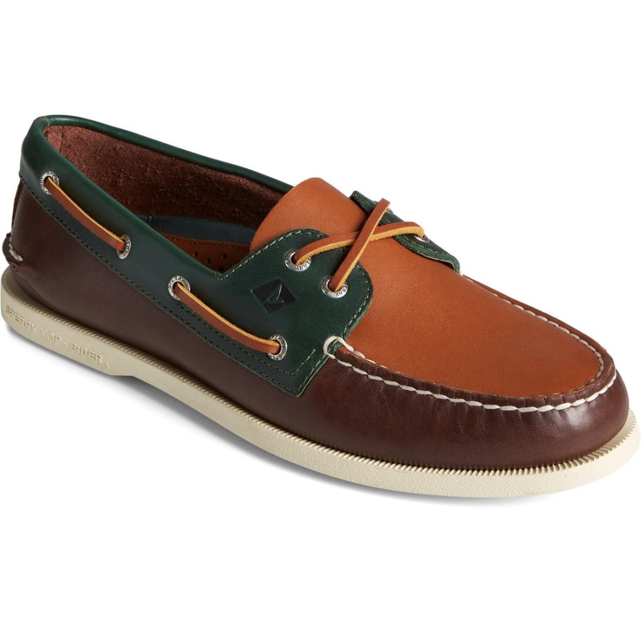 Zapatos De Hombre Sperry Con 2 Ojales Originales Auténticos Marrones