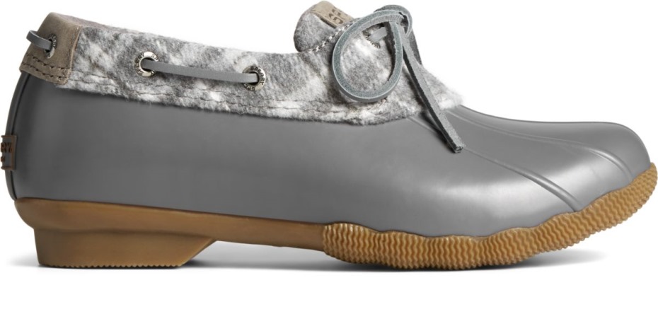 Bota De Pato De Lana A Cuadros Con 1 Ojal De Agua Salada Sperry Gris