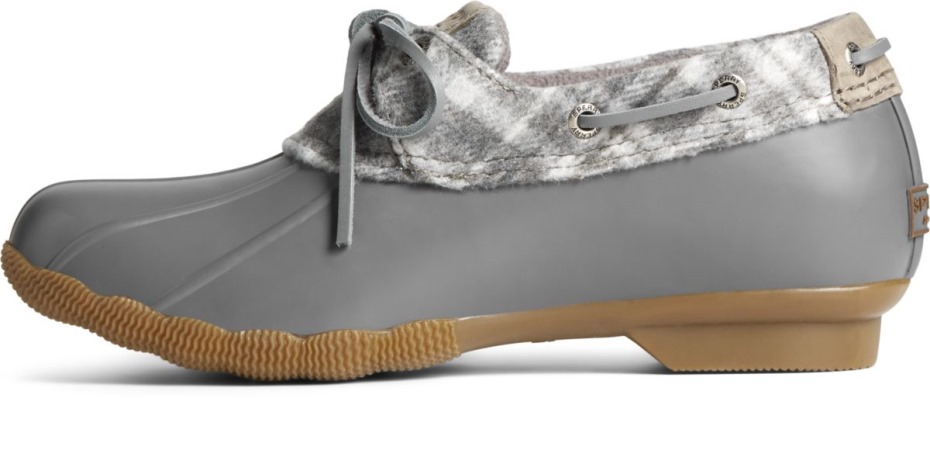 Bota De Pato De Lana A Cuadros Con 1 Ojal De Agua Salada Sperry Gris