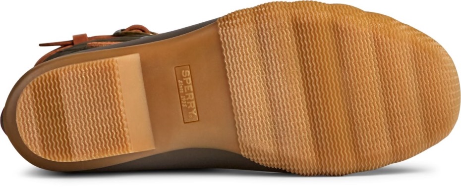 Bota De Pato Alta De Nailon Sperry Para Agua Salada Marrón Oliva