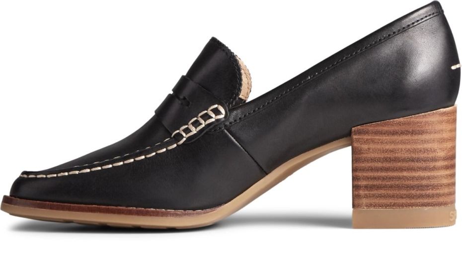 Mocasines De Cuero Con Tacón Penny Seaport Sperry Negro