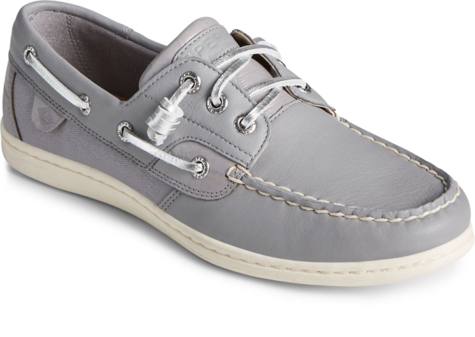 Náutico De Piel De Cocodrilo Con Pez Cantor Sperry Gris