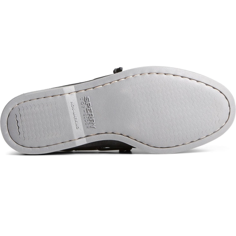 Sperry - Jaque Mate Original Y Auténtico Con 2 Ojales De Felpa Para Mujer, Color Negro