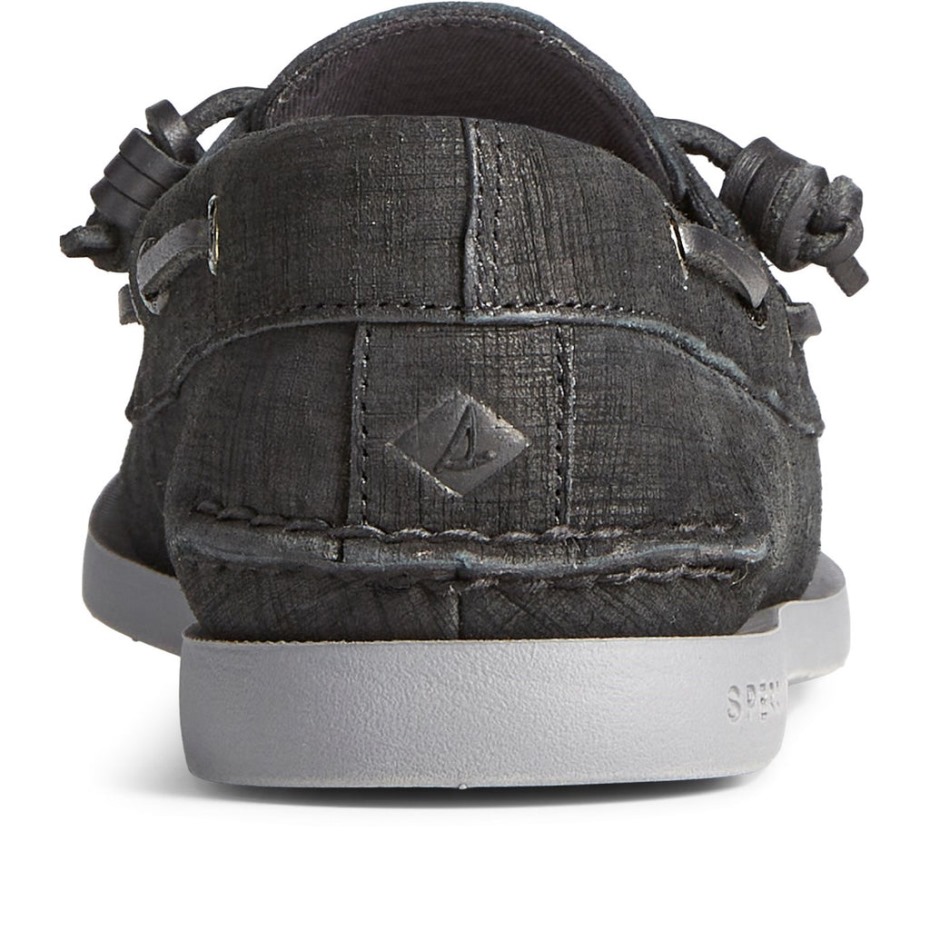 Sperry - Jaque Mate Original Y Auténtico Con 2 Ojales De Felpa Para Mujer, Color Negro