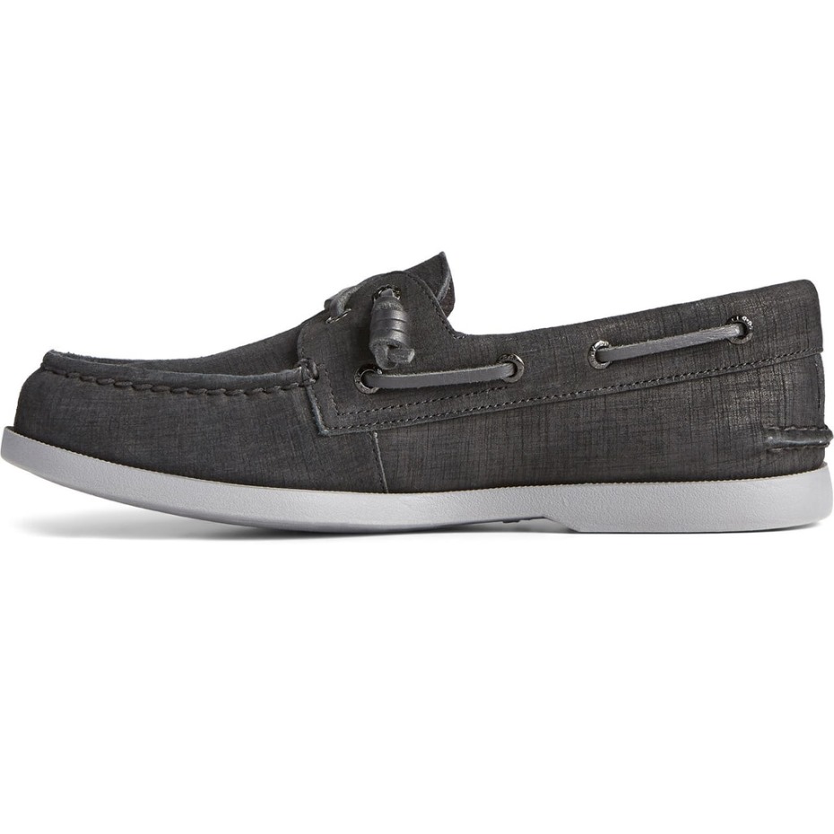 Sperry - Jaque Mate Original Y Auténtico Con 2 Ojales De Felpa Para Mujer, Color Negro