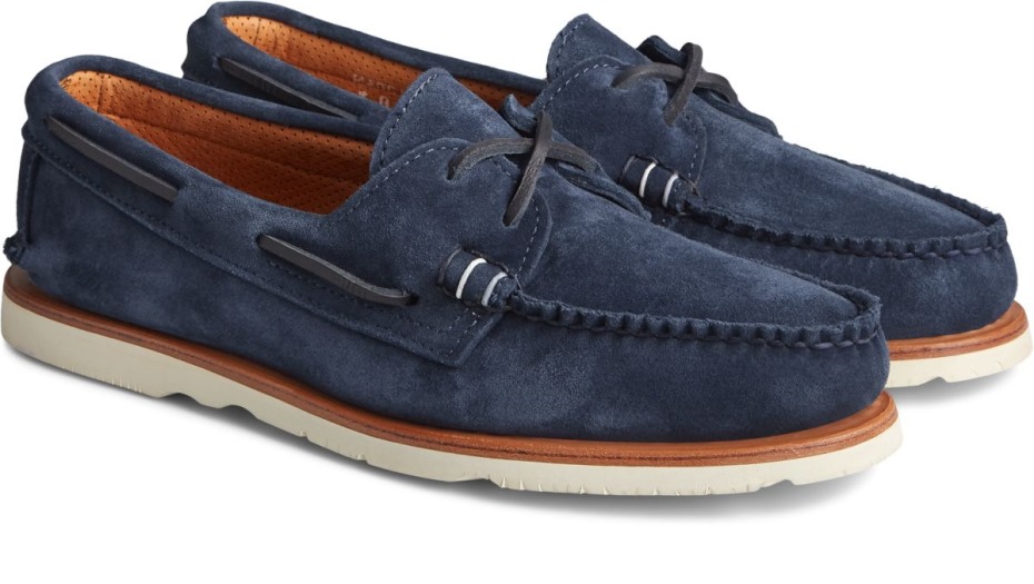 Sunspel X Sperry Auténtico Original Náutico De Ante Con 2 Ojales Azul Marino Sperry