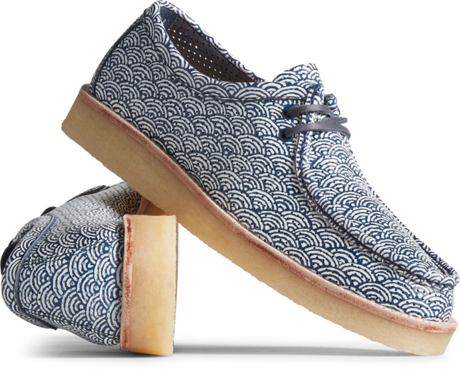 Estampado De Olas Del Capitán De La Nube Unisex Oxford Sperry Azul Marino