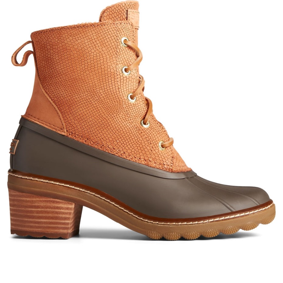 Botín Mujer Tacón Agua Salada Serpiente Marrón Sperry