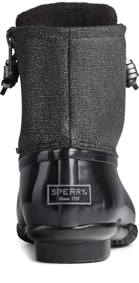 Bota Para Mujer Saltwater Sparkle Duck Weather Negro Plateado Sperry